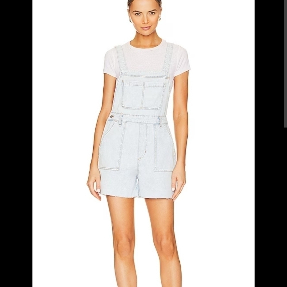 WEWOREWHAT Slit Overall‎ Short Indigo Comfort Denim Light Wash XS
